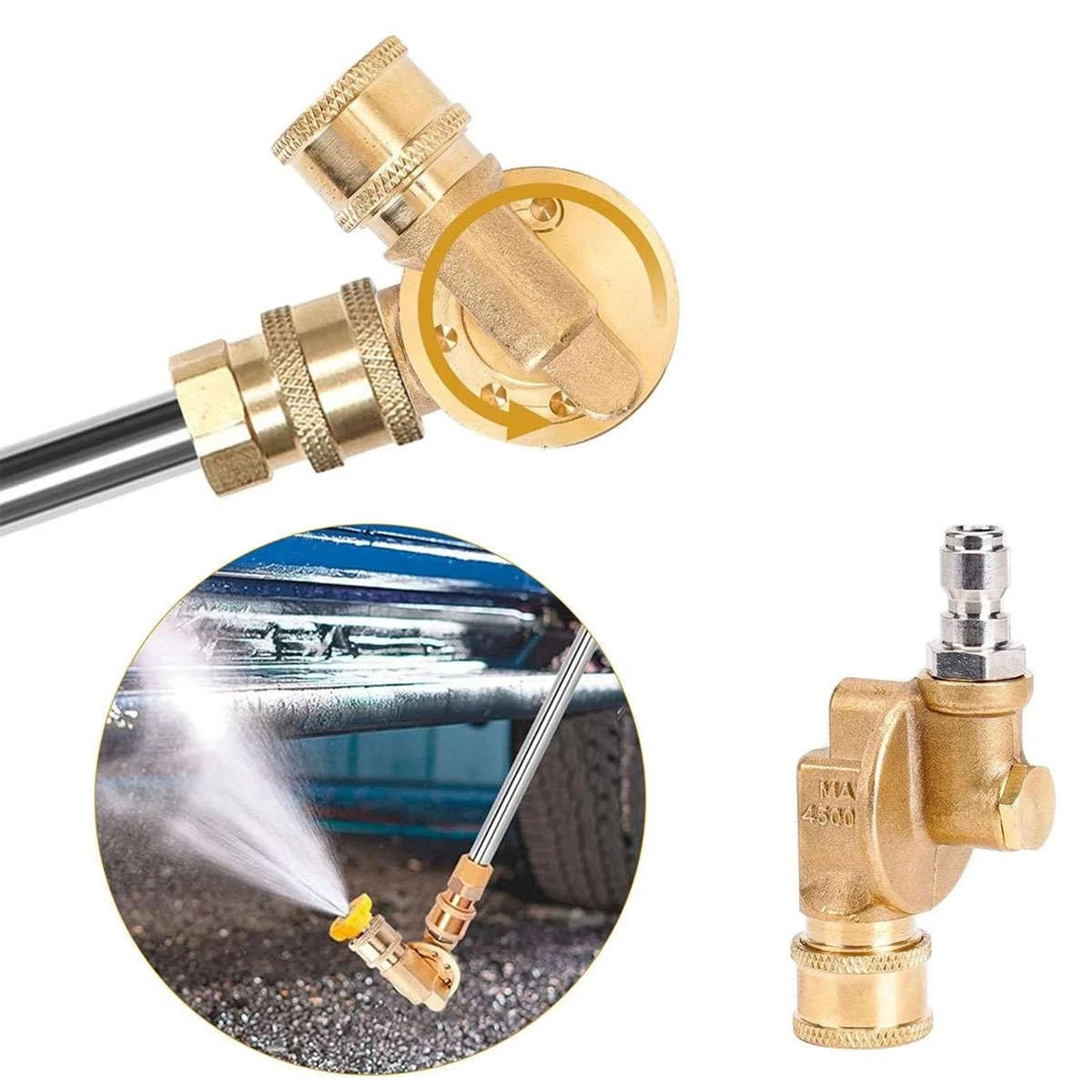 7 Angles Rotating Coupler 4500 PSI 1/4 QC Brass Adapter For High Pressure Hose