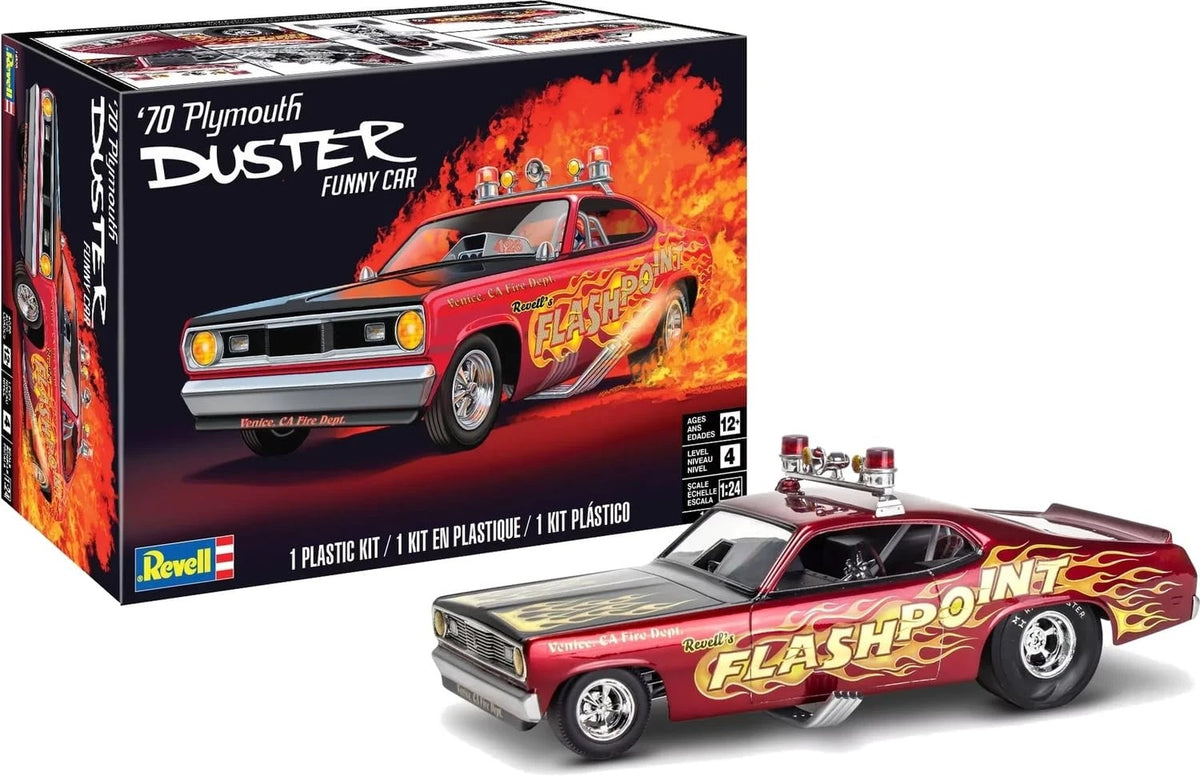 Revell 14528 '70 Plymouth Duster Funny Car 1:24 Scale Mittel, Clear,White