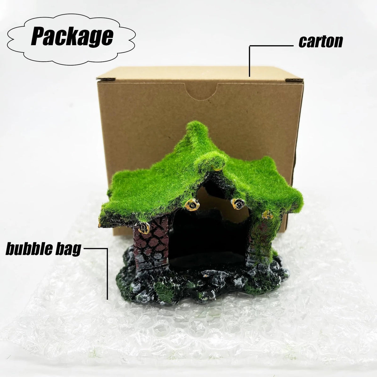 Tfwadmx Aquarium Decoration House Resin Hollow Hideout 1PCS, Green