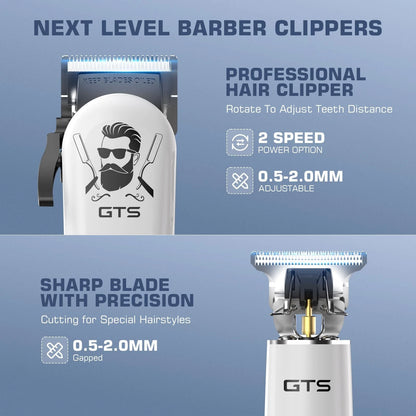 GTSPro Hair Clippers for Men, and Trimmers Set, Barber Human-white