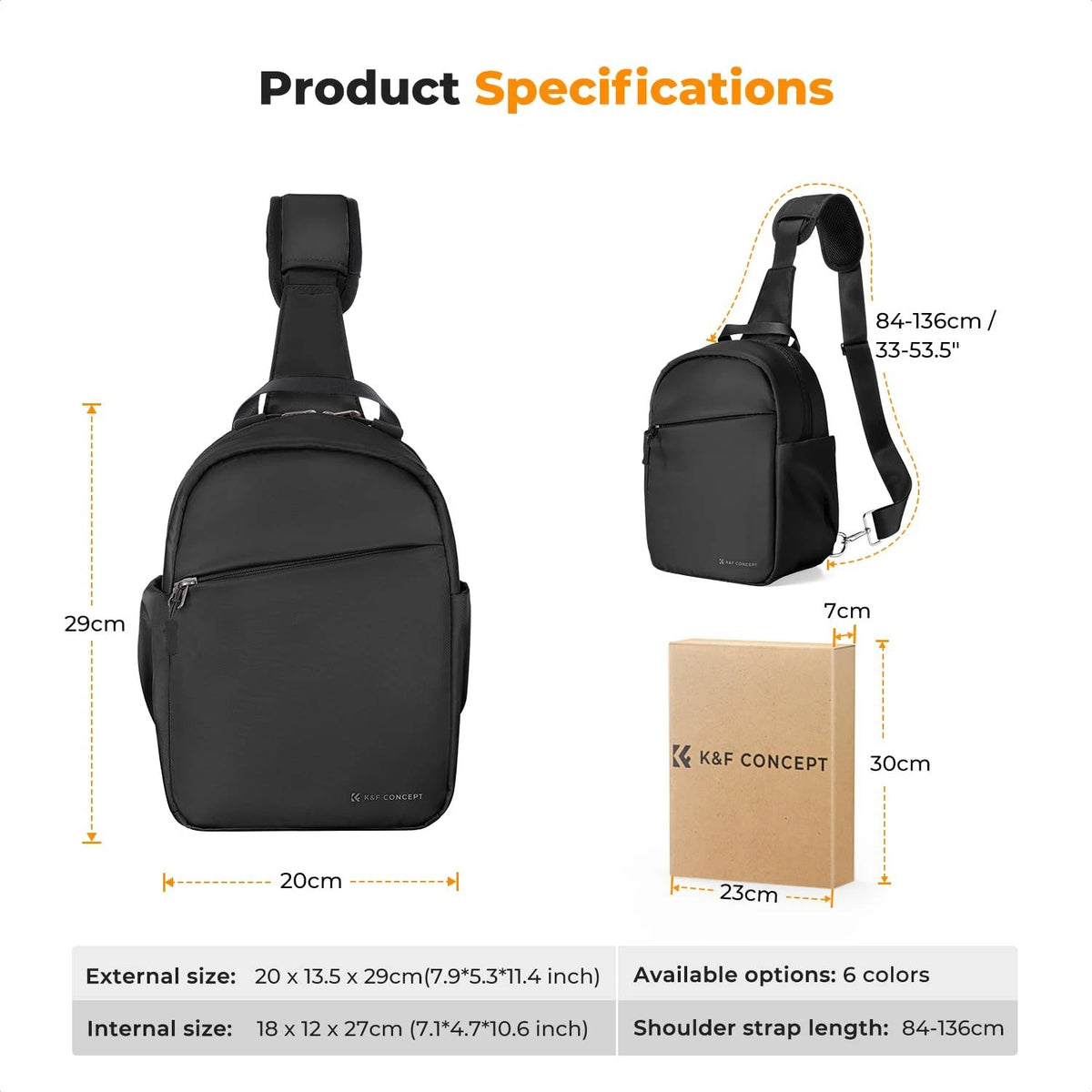 K&F CONCEPT Small Camera Bag for Photographer, Sling 5L, Black