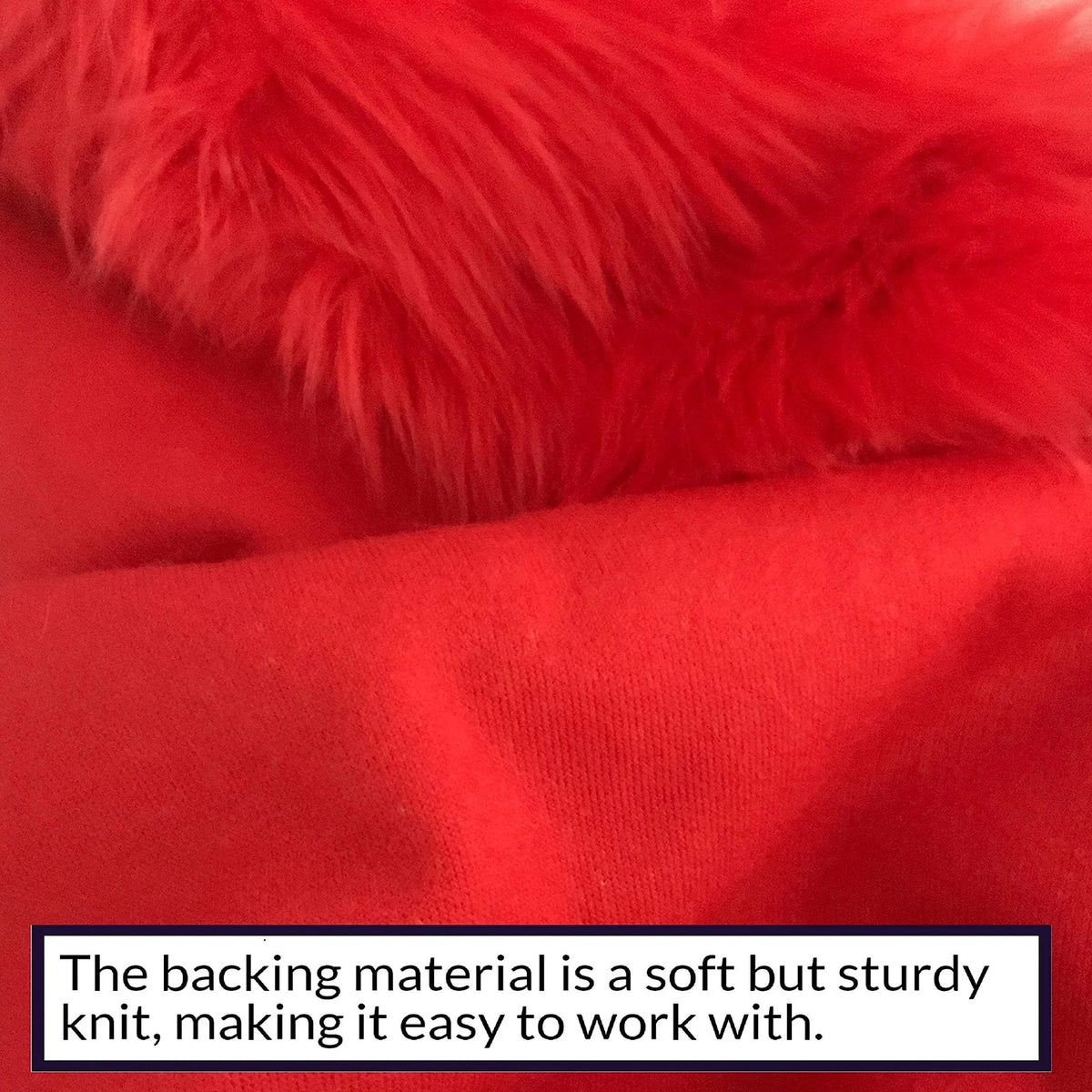 Bianna Fire Red Faux Fur Fabric, by The Yard, American 12x12 inches, Beige