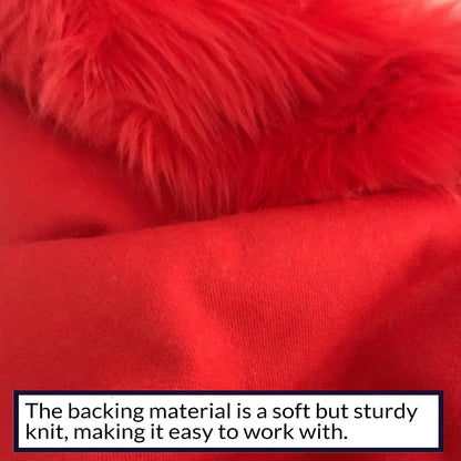 Bianna Fire Red Faux Fur Fabric, by The Yard, American 12x12 inches, Beige