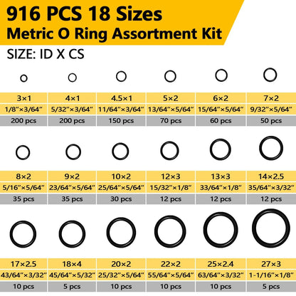NBRINGO 1075 PCS 37 Sizes 3-in-1 Universal Plumbing Repair Kit 37, Black