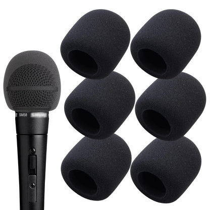 6 PCS Handheld Microphone Windscreen - Mic Pop Filter for Studio Black