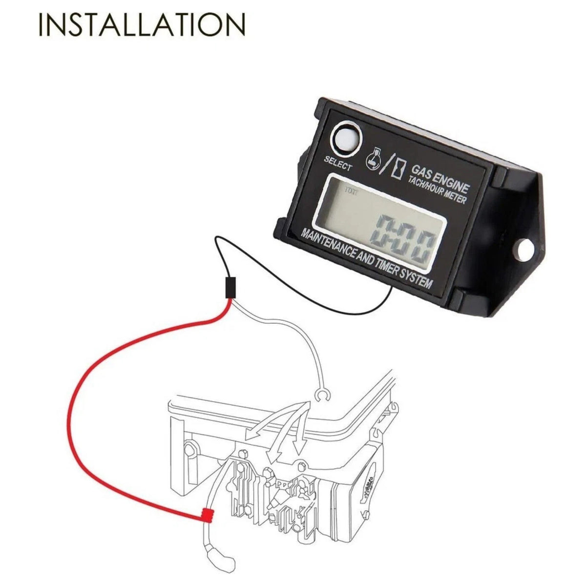 Tachometer Hour Meter 25000RPM With Service Timer For Motorcycle Lawn Mower