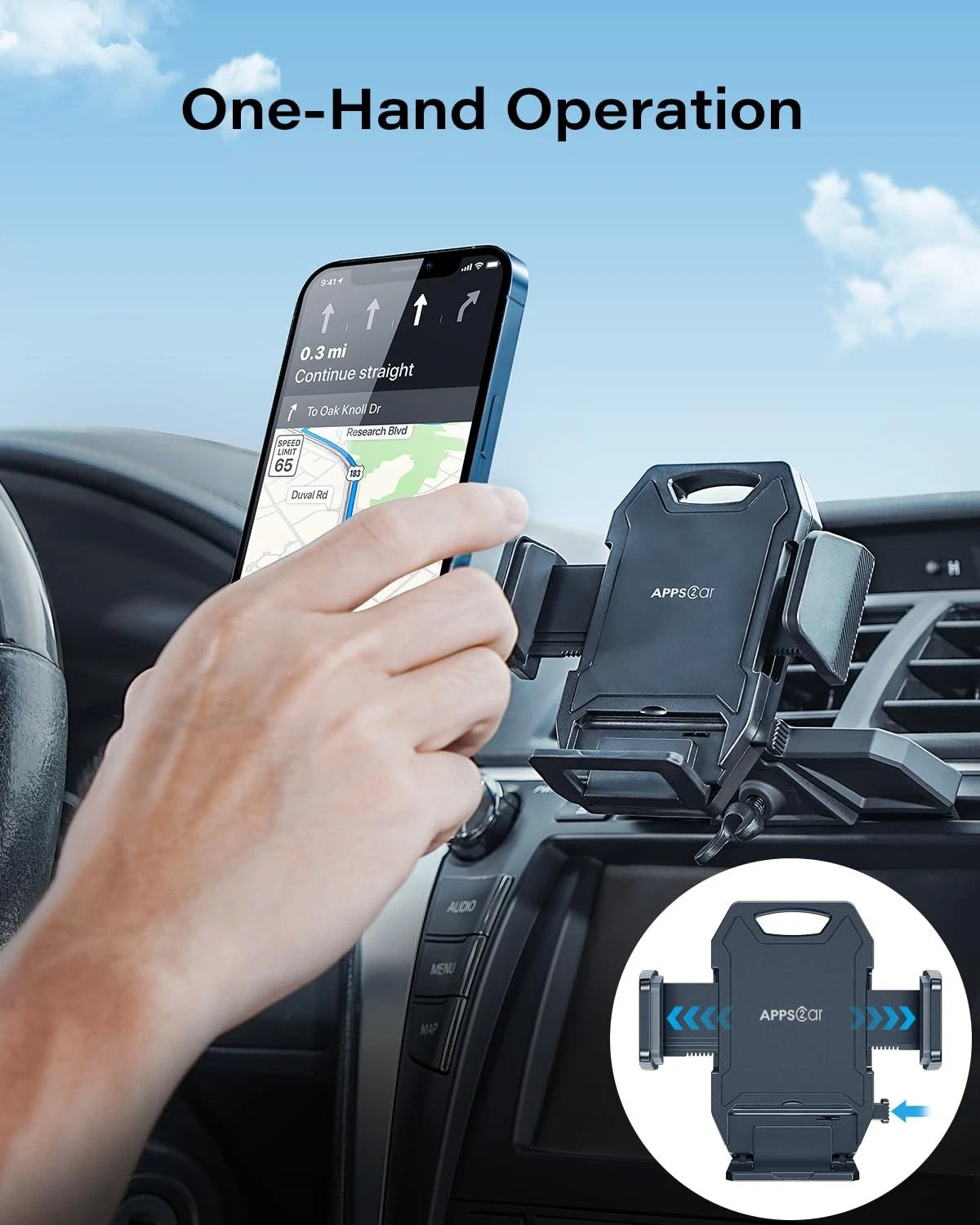 APPS2Car Sturdy CD Slot Phone Mount with One Hand Operation Medium, Black