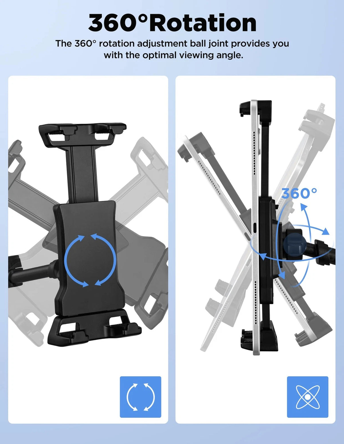 LZSIG Tablet Holder for Mic Stand, Adjustable iPad iPhone Mount X, Black