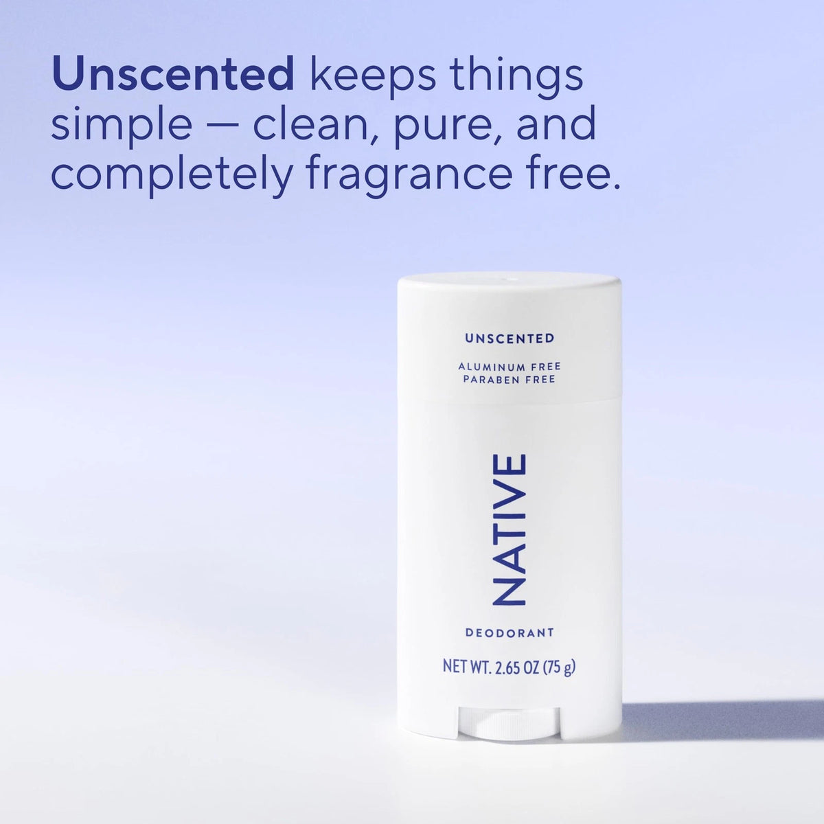Native Deodorant,Unscented, Aluminum Free, Paraben 2.65 Ounce (Pack of 1)