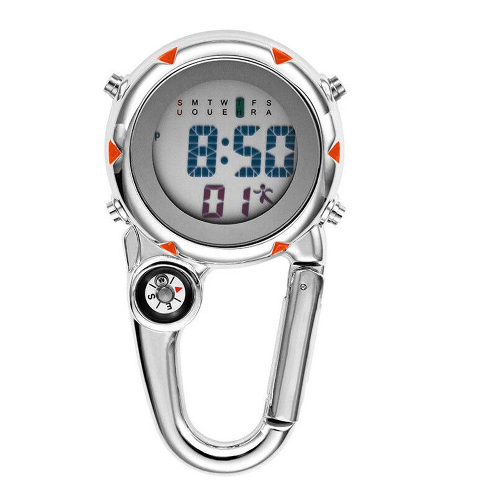 Backpack Clip On Band Carabiner Digital Sports Luminous Watch For Hikers F