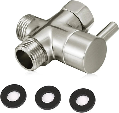 Solid Brass 3-way G1/2 Shower Diverter 2.5 x 2.6 x 1 inches, Brushed Nickel