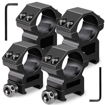 Modkin 1 Inch Scope Rings Set of 4, 2 Pieces High Profile One Size, Black