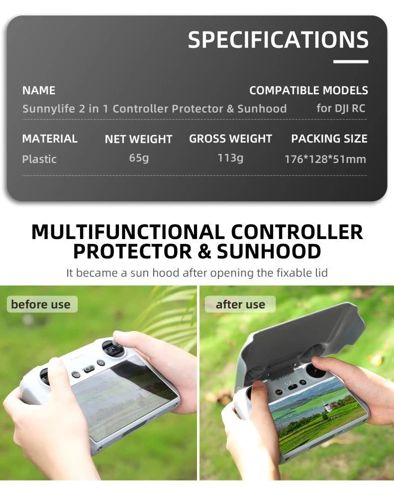 2-Gear Shading Controller Screen Protective Cover Sun Hood For DJI Mini 3 Pro RC