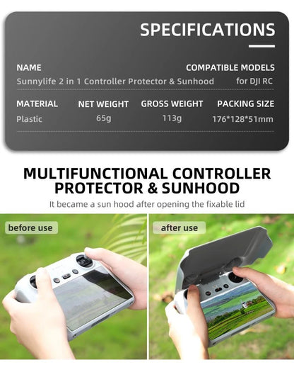 2-Gear Shading Controller Screen Protective Cover Sun Hood For DJI Mini 3 Pro RC