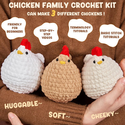 MAGIMUSE Crochet Kit for Beginners, 3 Pcs Chicken Small, 3