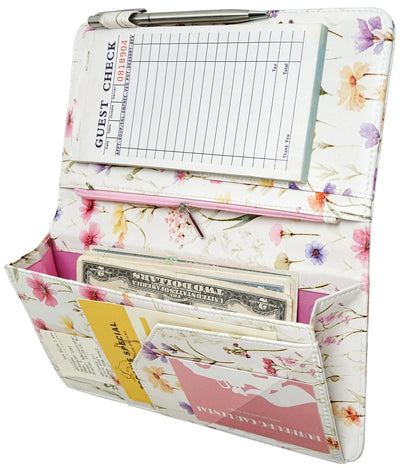 Zreal Cute Server Book for Waitress, Waiter with Watercolor Floral
