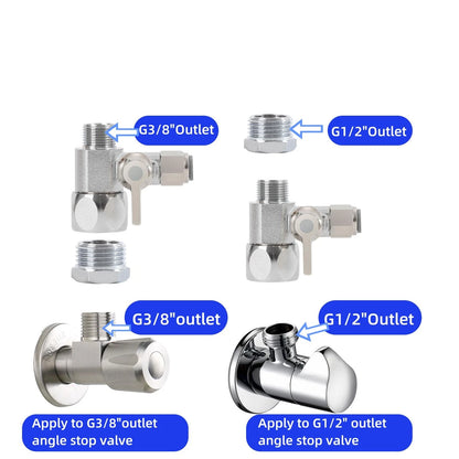 Feed Water Adapter Line Splitter,Brass Supply 3/8, White