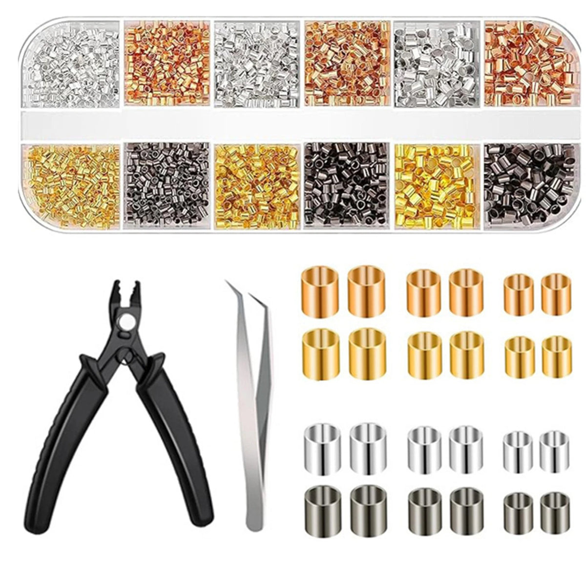 2200PCS  Plated Copper Crimping Beads Accessories For DIY Jewelry Making