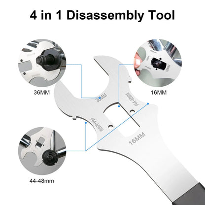 4-in-1 Bicycle Wrench for Square Taper Bottom Bracket 36 44 48mm and 16mm Nut