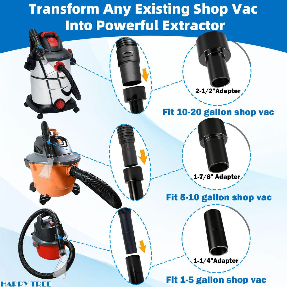 Happy Tree Universal Fits All s' Shop Vacs with 2-1/2" Small,