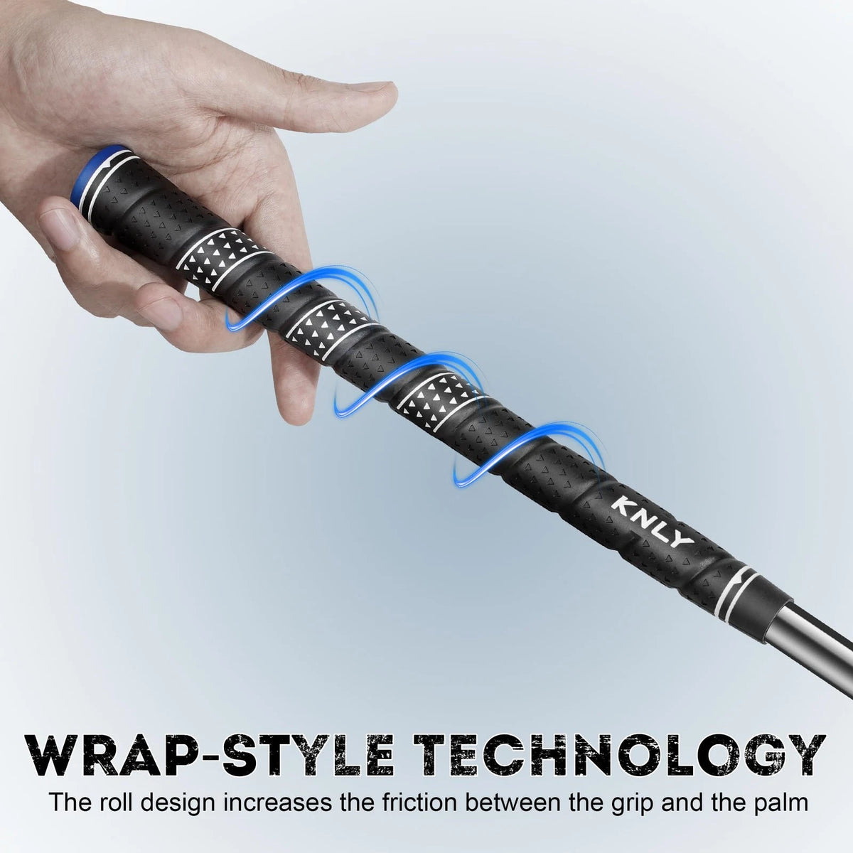 KNLY Wrap Golf Grips Set of 13- Triangular Concave Texture Control Black Blue