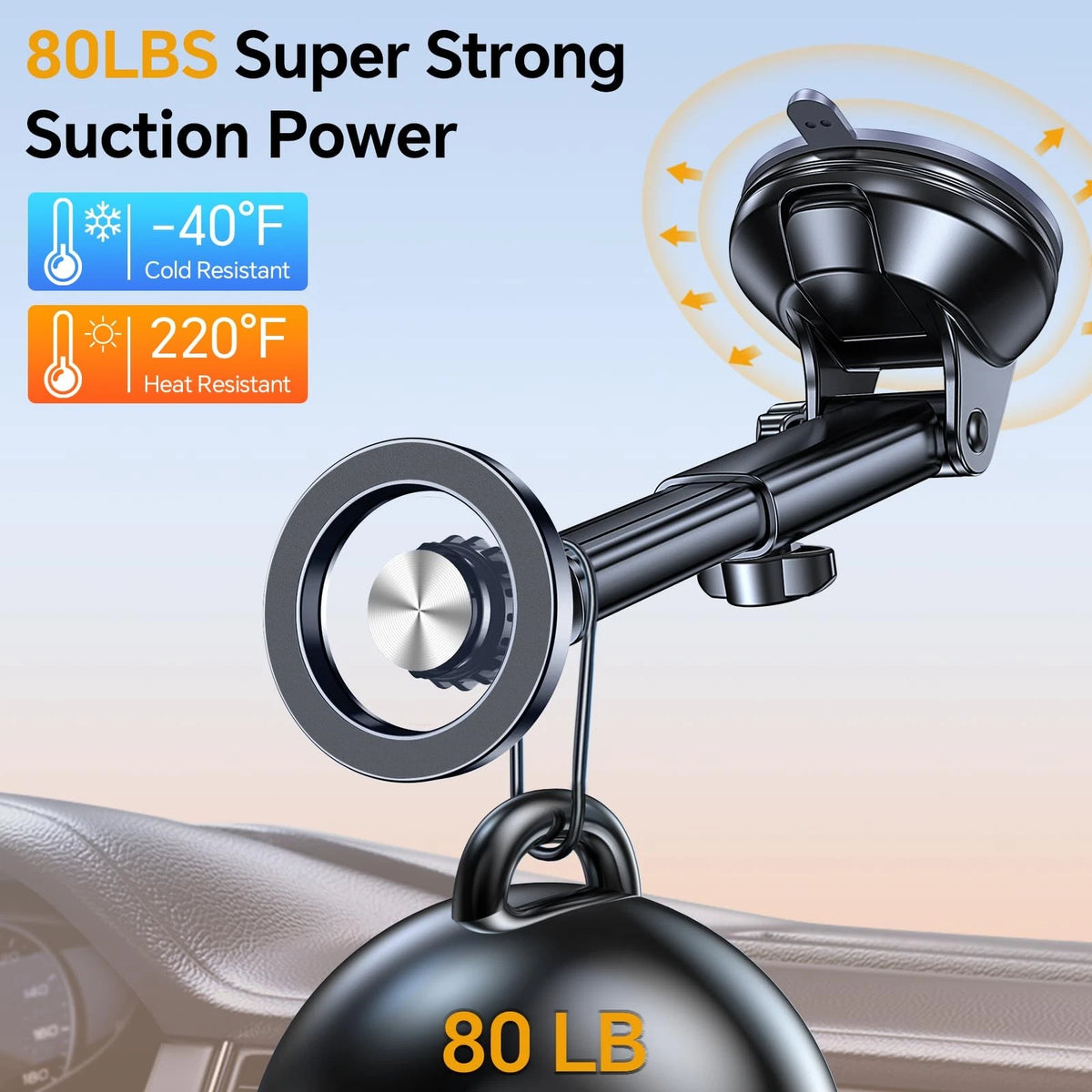 Coolpow for MagSafe Car Mount【Windshield+Vent+Dash】 Magnetic 12 cm, Black