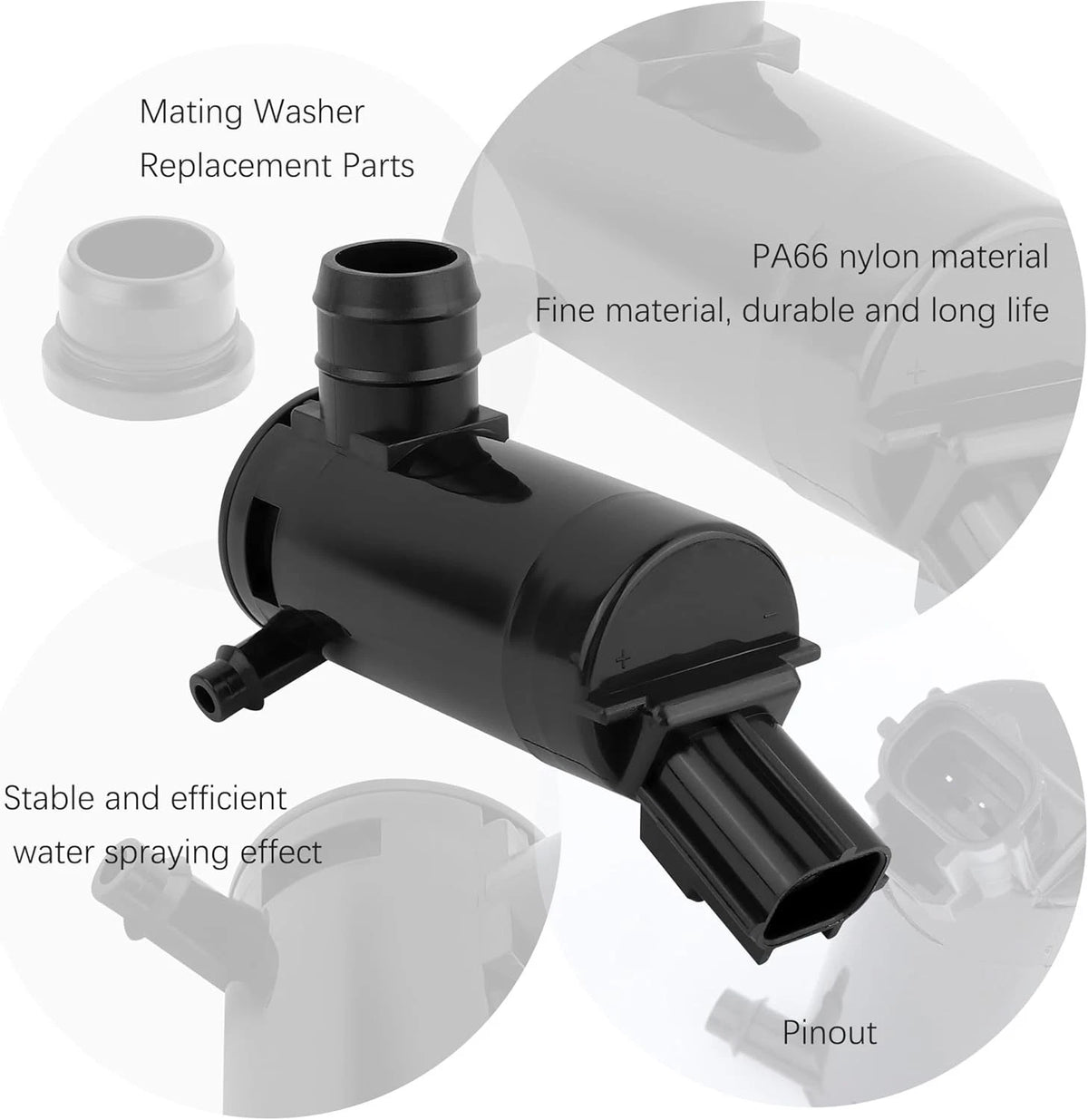 Windshield Washer Pump with Rubber Grommet,Windshield Fluid Pump...