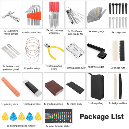 72PCS Guitar Tool Kit Repair Maintenance Accessories Small,