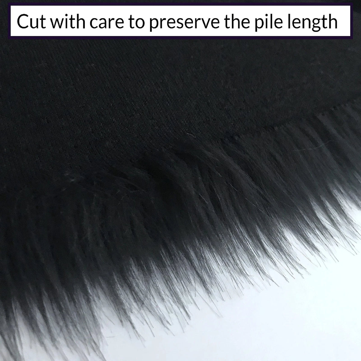 Bianna Noir Black Faux Fur Fabric – Shaveable, Thick, Cut from 60-Inch