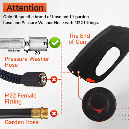 FIXFANS Pressure Washer Gun, Replacement 38 inch+12.2 inch, Black, Red