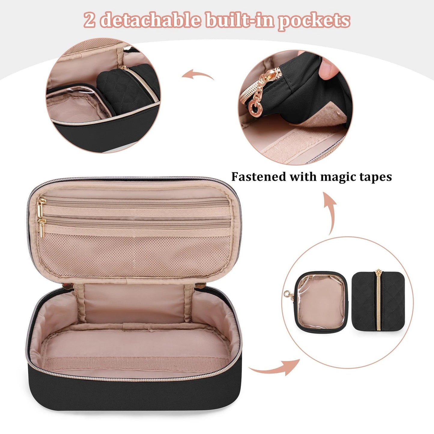 Yarwo Diabetic Travel Case for Blood Glucose 8.3 x 4.5 x 3 inches, Black