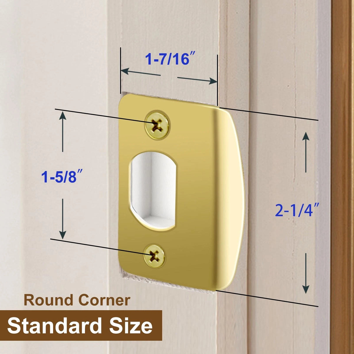 MOSECYOU Door Reinforcement Strike Plate, with Spacer Shims, 1 Pack, Gold