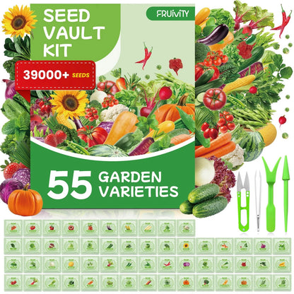 55 Vegetable Seeds Variety Pack - 39,000+ 55 PCS Seeds, Green