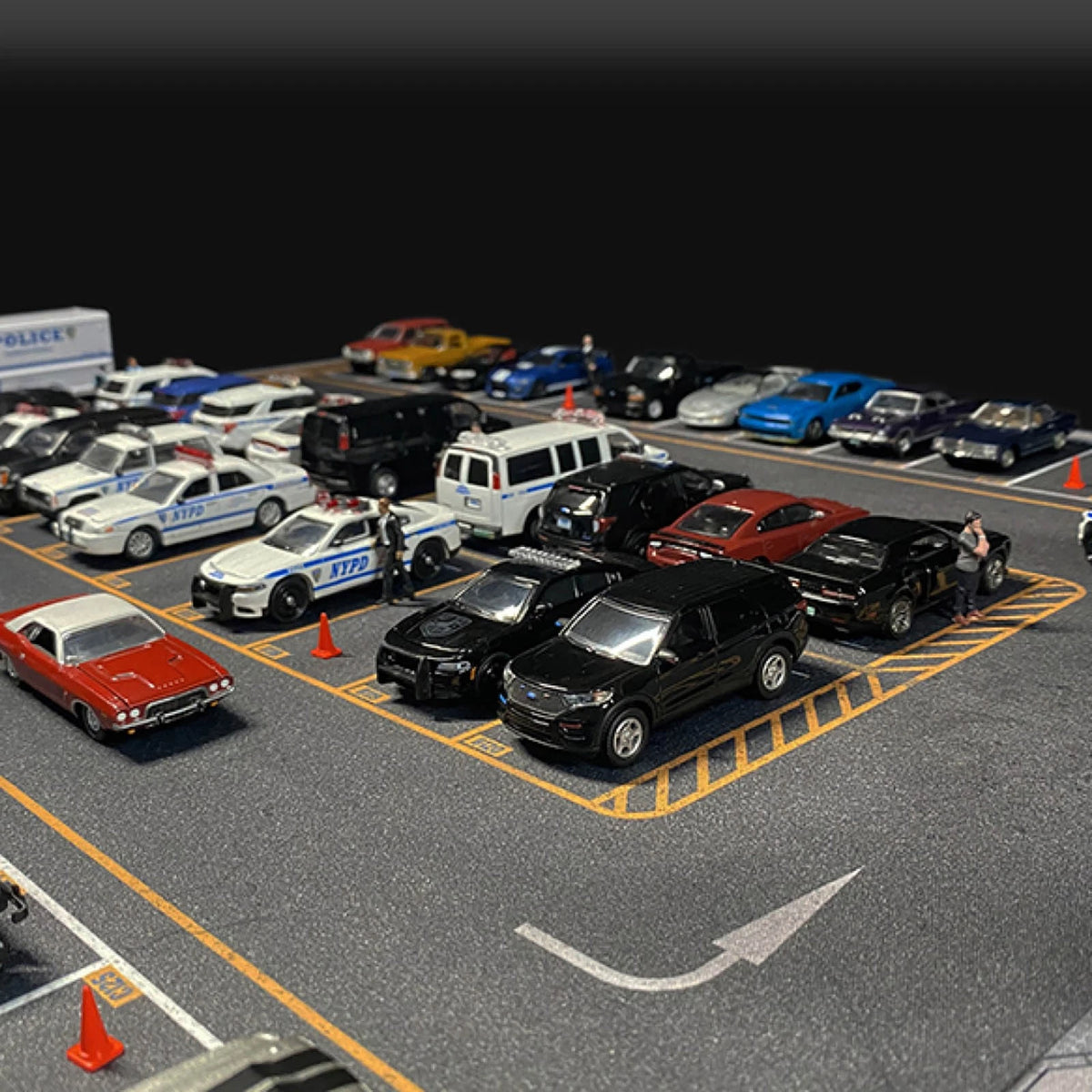 1/64 Scale Parking Lot Diorama Car Park Mouse Pad For Hot Wheels Diecast Models