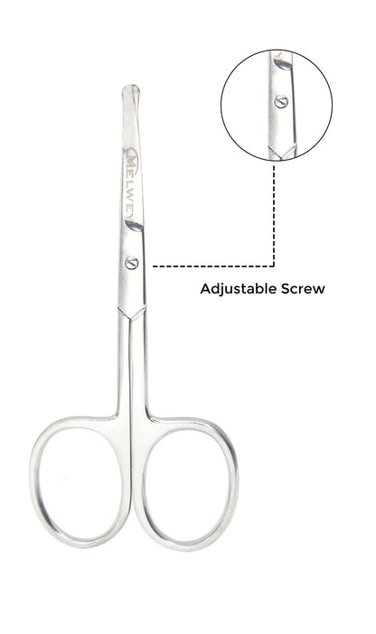 Rounded Stainless Steel Small Facial Hair Scissors, 3.7 Inches - Silver