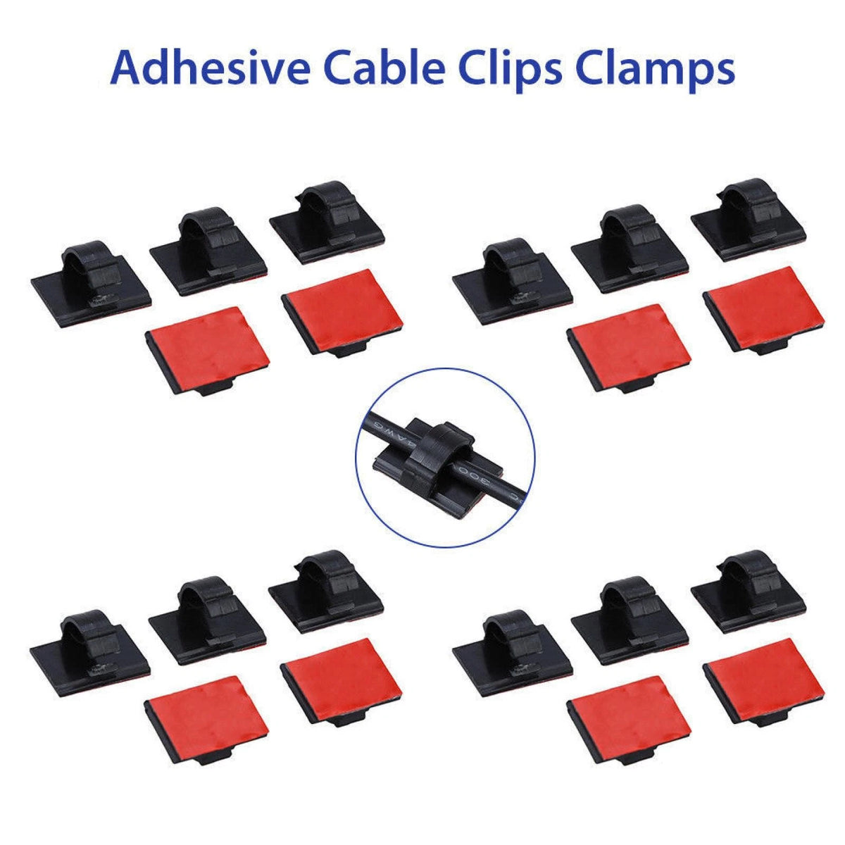 20 Pack Self-Adhesive Wire Tie Cable Clamp Clip Holder For Car Dash Camera D