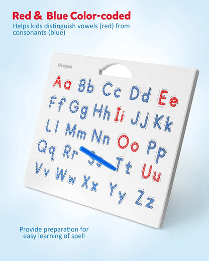 Coogam Magnetic Letters Practicing Board, Magnets Tracing ABC Large, Red