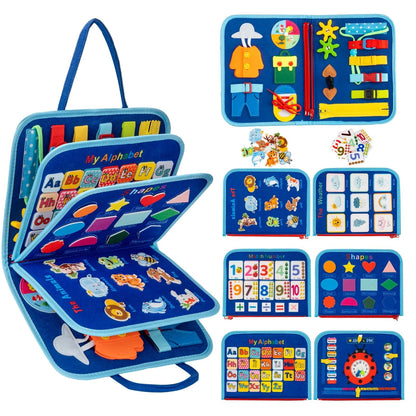 Toddler Busy Board Montessori Toys for 3 4 5 6Year 11.02 x 8.46 inches, Blue