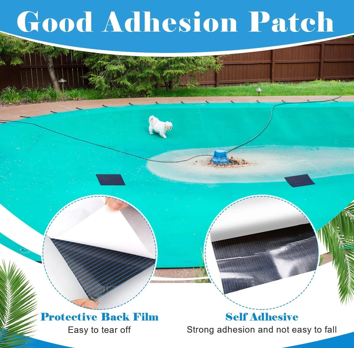 Anglekai Pool Cover Patch Kit, 8 x 40 in Swimming 8 x 40 in, Blue