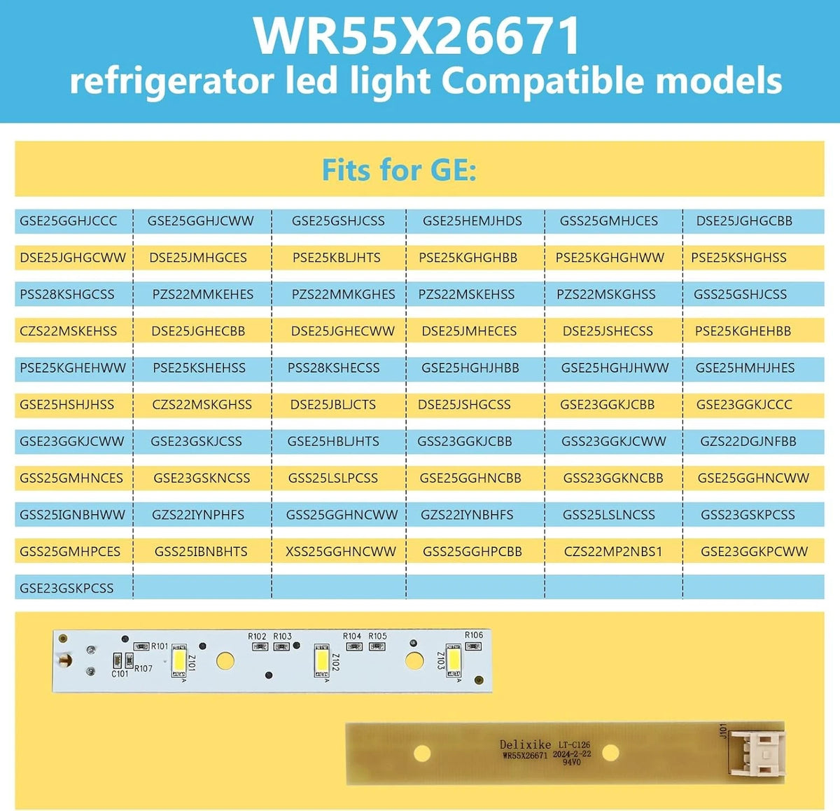6Pack WR55X26671 Refrigerator LED Light Board Replacement for Freezer &...