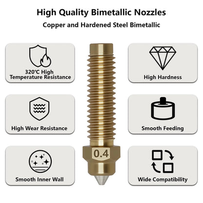 5PCS 0.4mm Nozzles for Centauri Carbon/2, 3D Printer Copper Alloy Hardened...