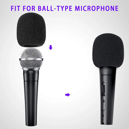 6 PCS Handheld Microphone Windscreen - Mic Pop Filter for Studio Black