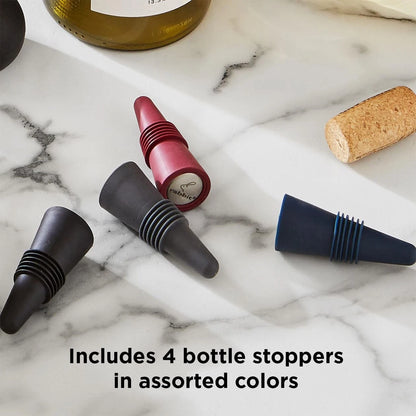 Rabbit W6121 Bottle Stoppers Set of 4, Multicolor Wine