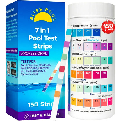 Pool Test Strips 7 in 1 (150 Strips) with App, Easy & Accurate Swimming Pool...