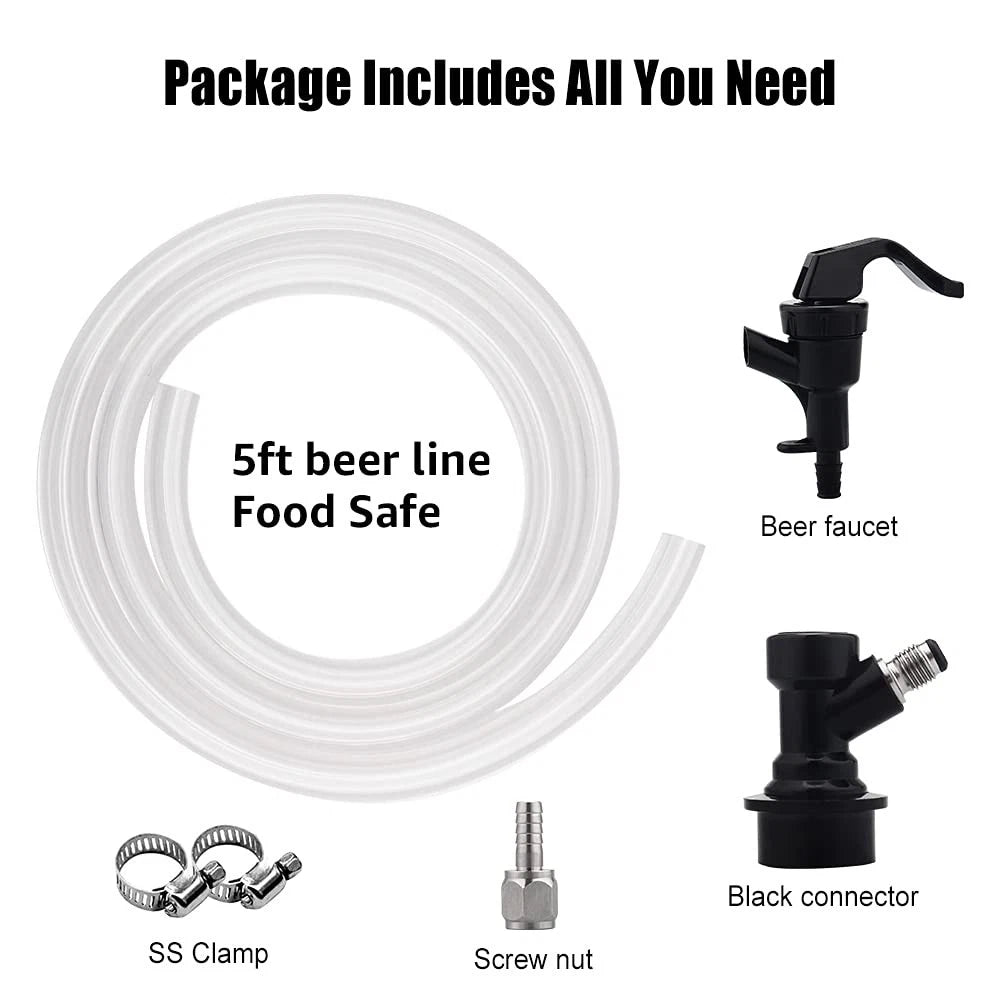 FERRODAY 3ft Ball Lock Beer Line Assembly 1 Count (Pack of 1), Transparent