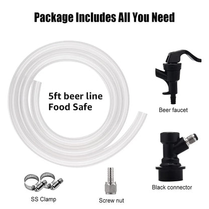 FERRODAY 3ft Ball Lock Beer Line Assembly 1 Count (Pack of 1), Transparent