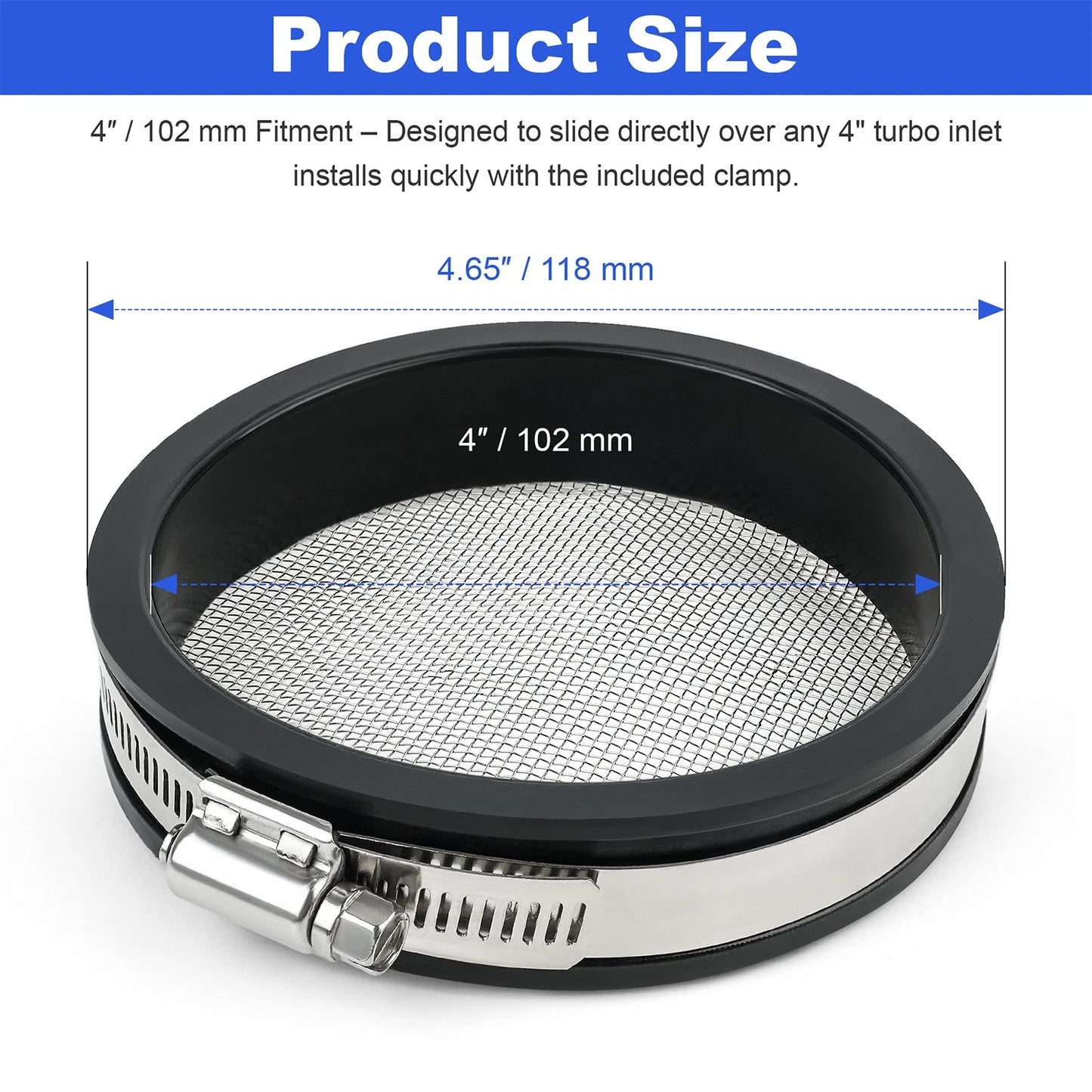 Turbo Inlet Grill Protector Guard Turbocharge Screen Mesh Air Inlet Filter 4"