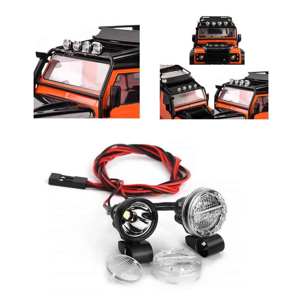 2Pcs 3-7.4V LED Headlight Plastic Spotlight For Axial TRX4 SCX10 1/10 1/8 RC Car