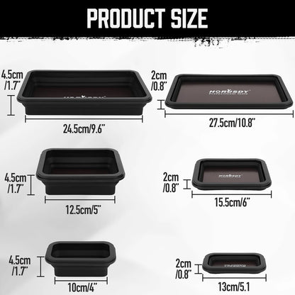 HORUSDY 3-Piece Magnetic Parts Tray Set, Black