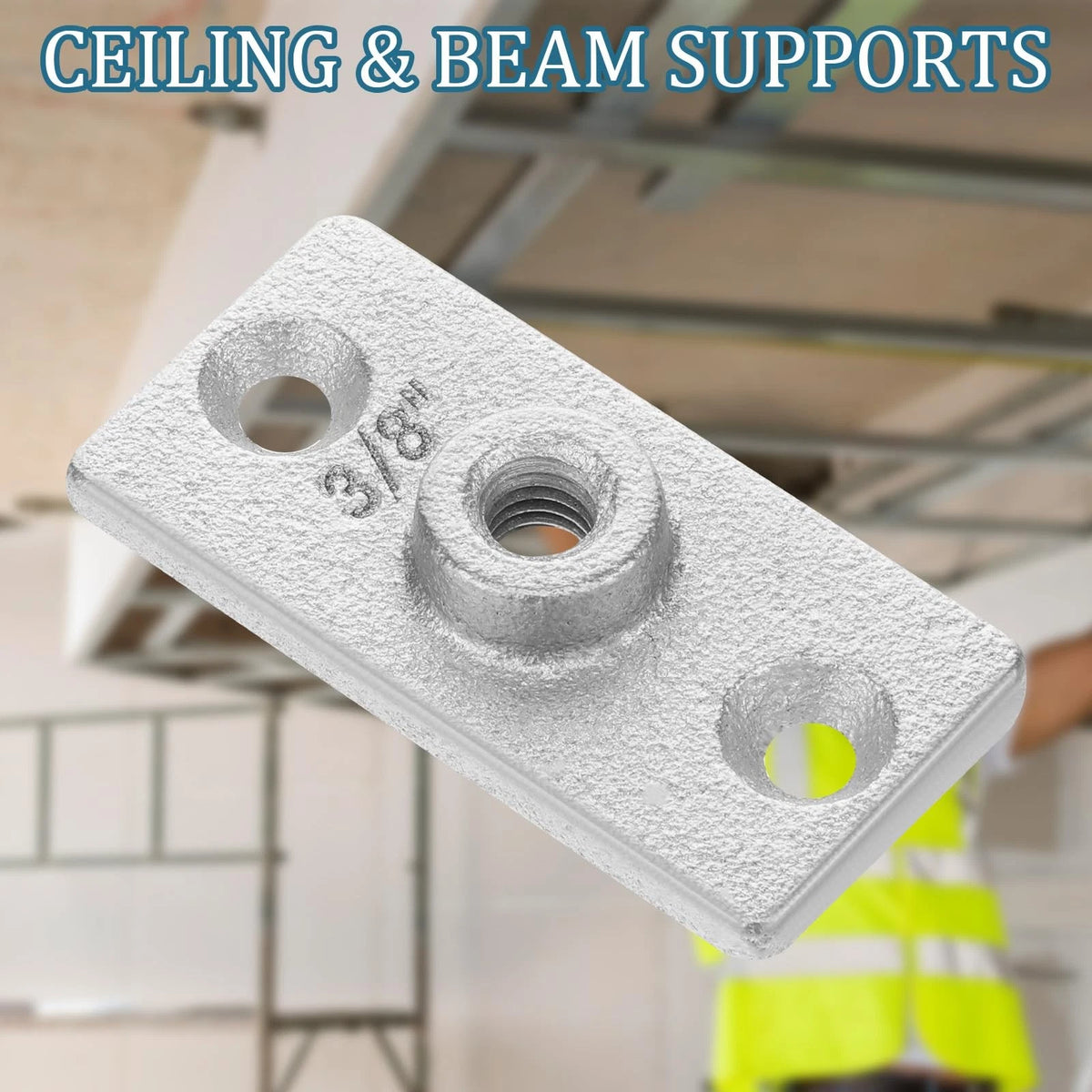 20 Pcs Ceiling Flange Hangers for 3/8" Threaded Rod Plate Silver